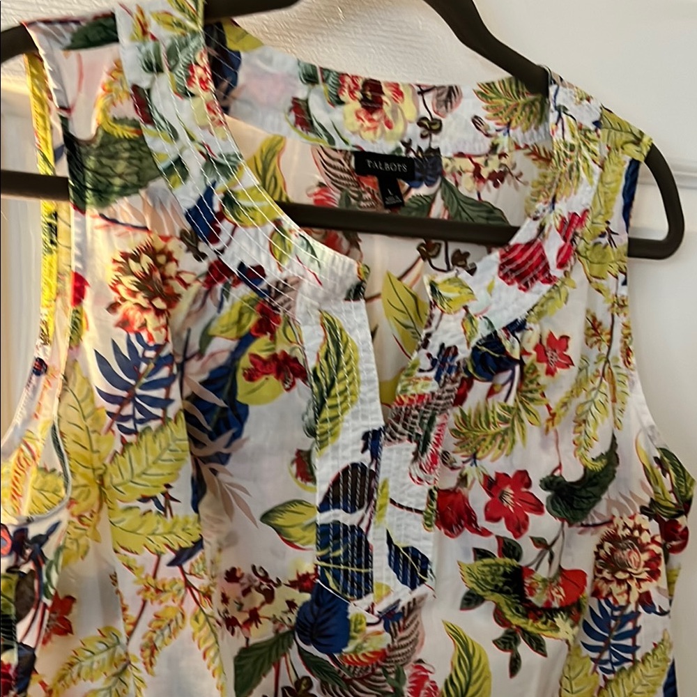 Talbots Red and Blue tropical print Sleeveless Tank Top